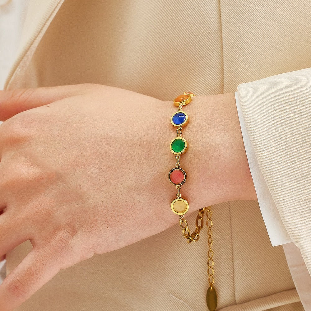 Maisie – Golden Bracelet with Colored Stone