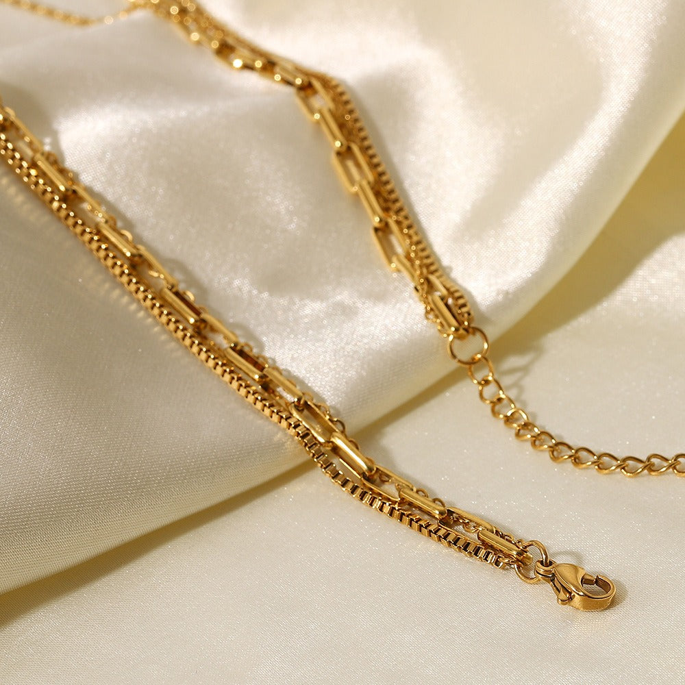 Lena – Gold Plated Necklace with 3 Rows