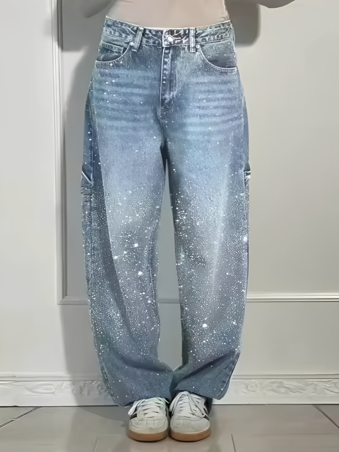 Sami - Stylish Wide-Leg Jeans with Glitter