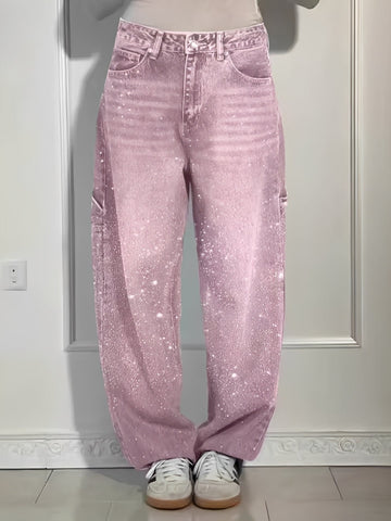 Sami - Stylish Wide-Leg Jeans with Glitter