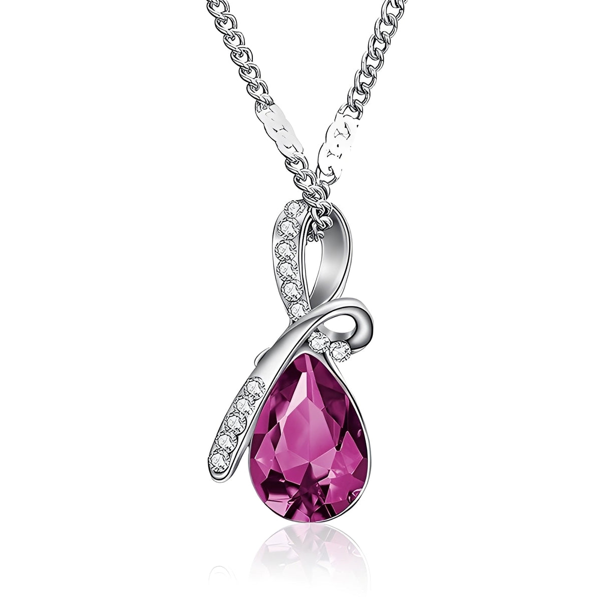 Pilar – Bright Crystal Necklace in White Gold