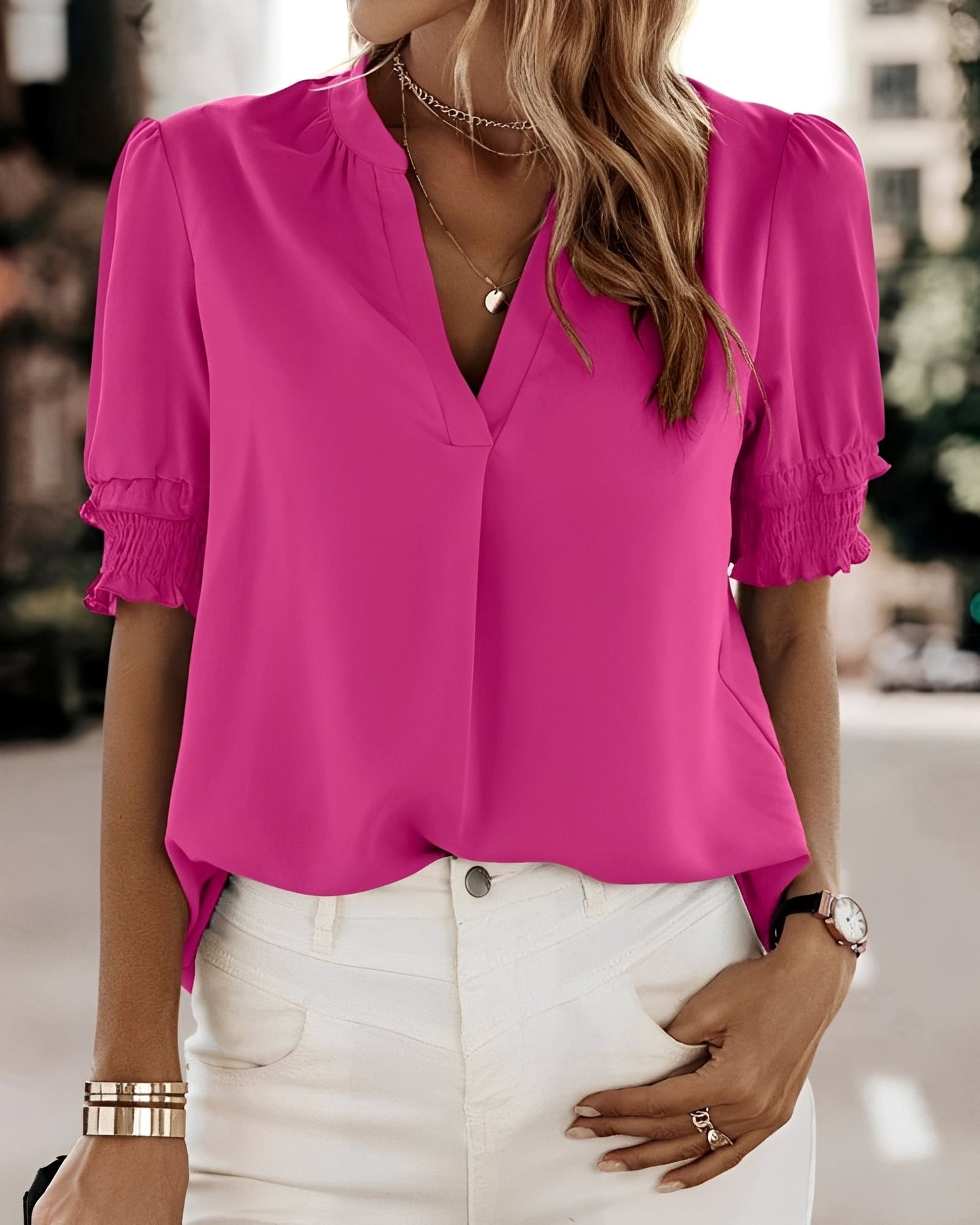 Amanda - Stylish short-sleeve blouse for women