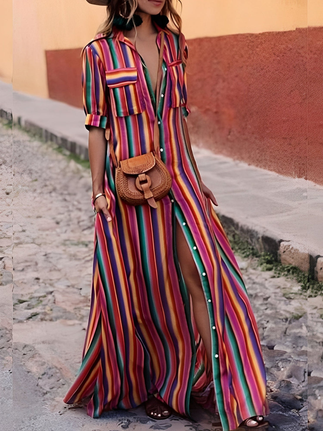 Samara - Trendy Striped Long Dress