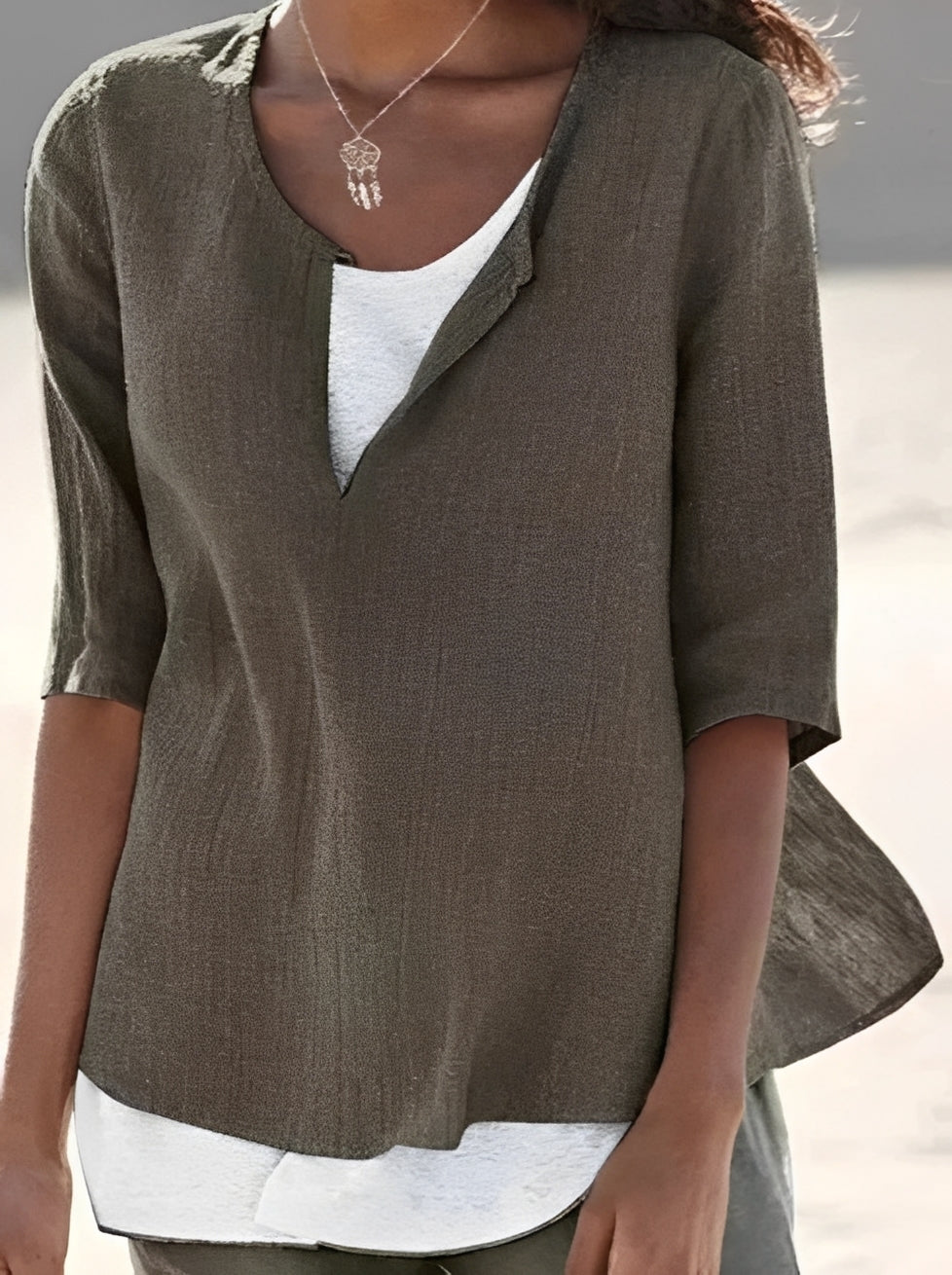 Shania - Trendy blouse with a layered-look for women