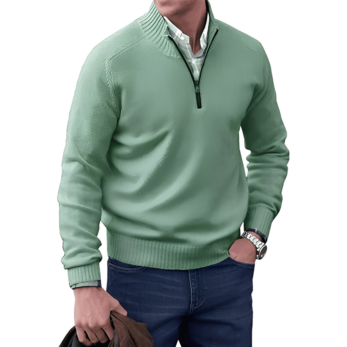 Kian - Modern men's sweater with practical zipper