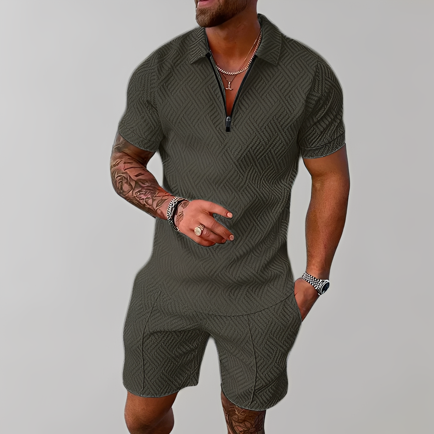 Edwin - Stylish set of polo shirt and shorts for men