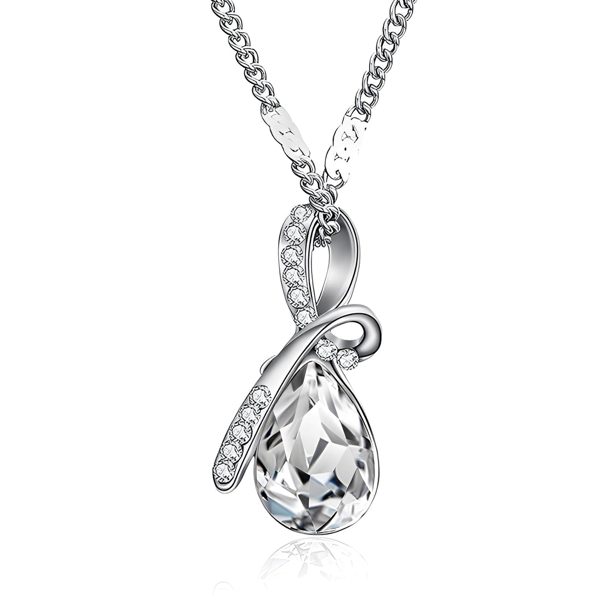 Pilar – Bright Crystal Necklace in White Gold