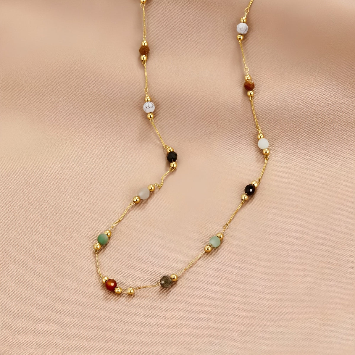 Malou – Colorful Link Collar with Pearls