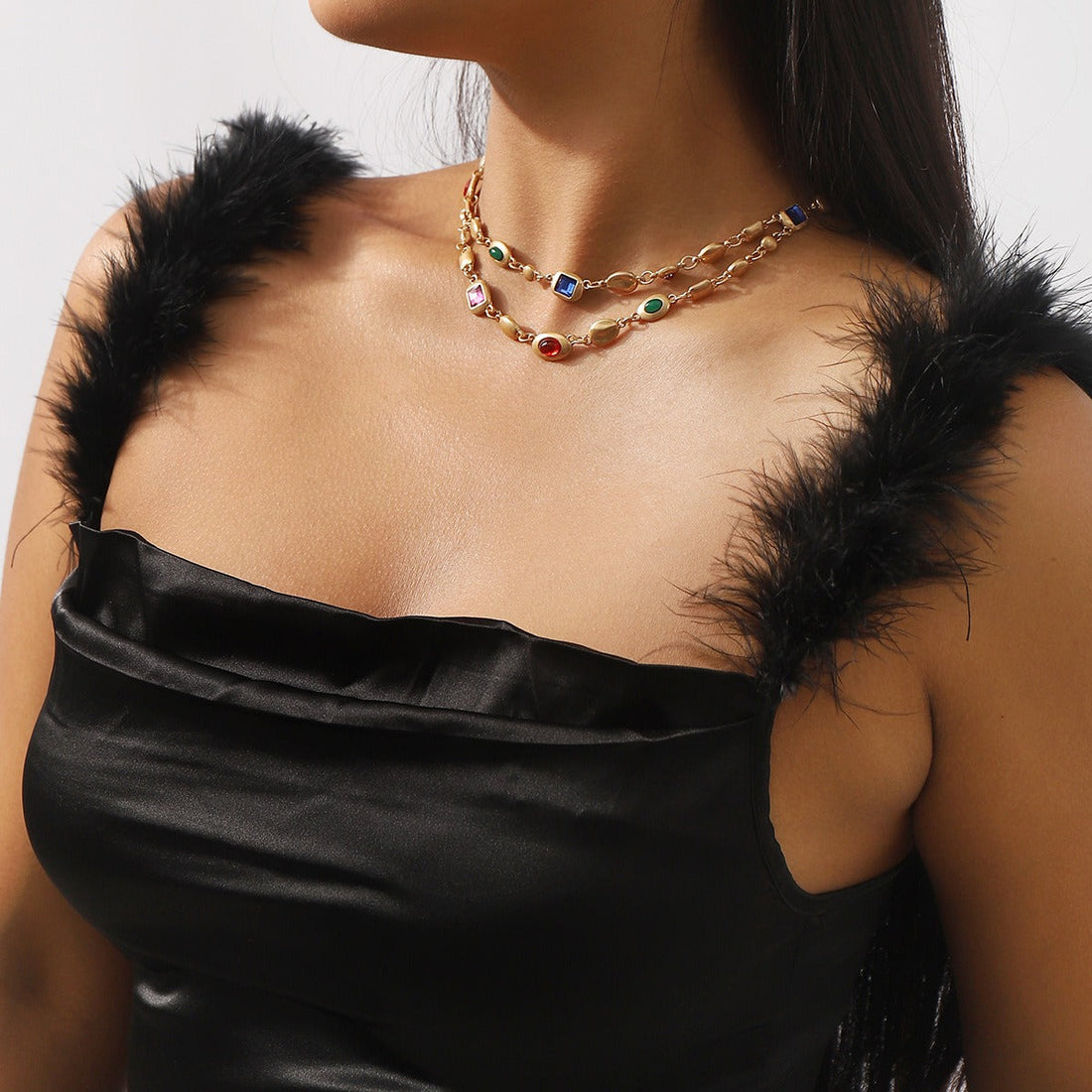 Aileen – Colorful Double Strand Pearl Necklace