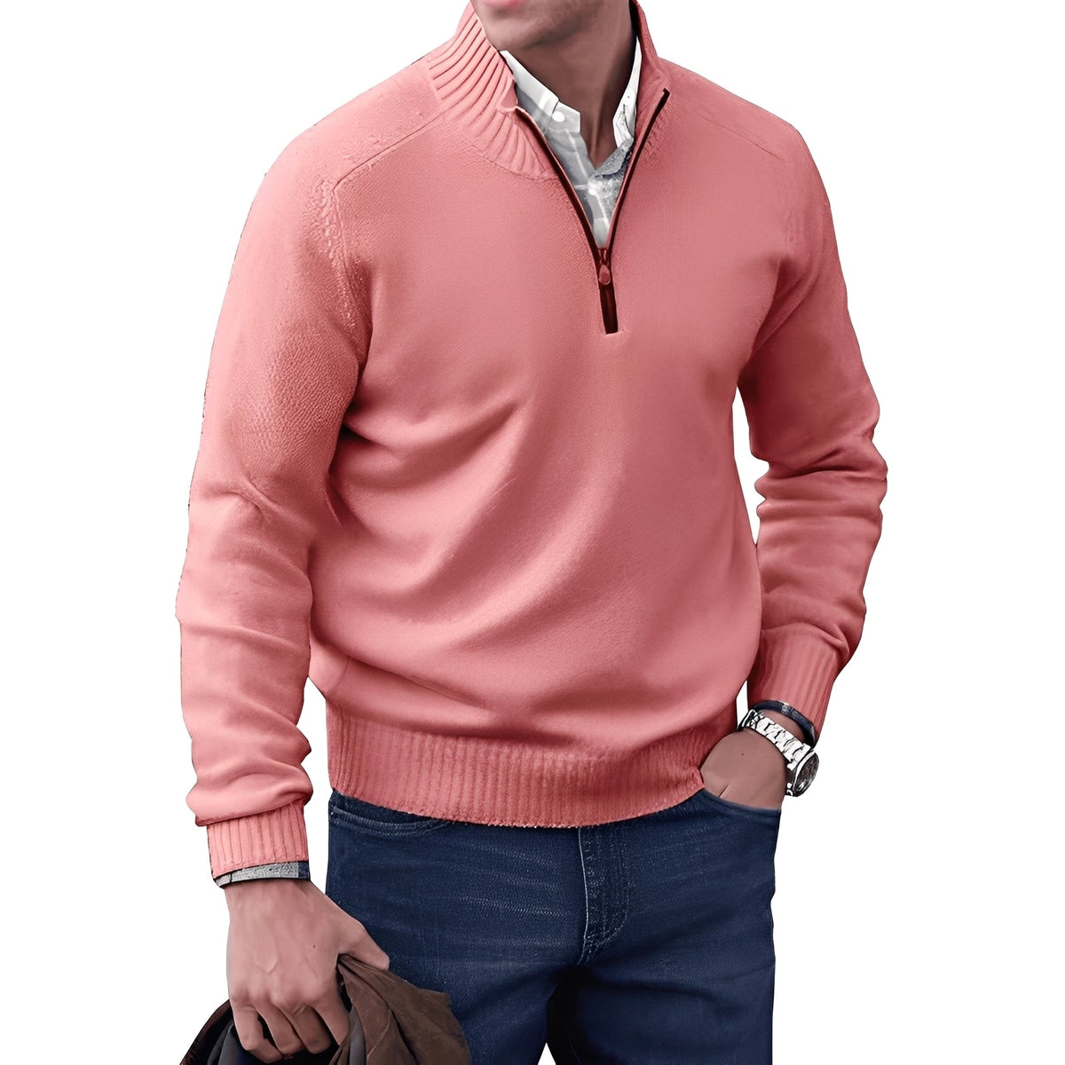 Kian - Modern men's sweater with practical zipper