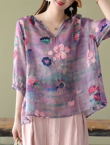 Nancy - Stylish, loose-fitting blouses with print for women