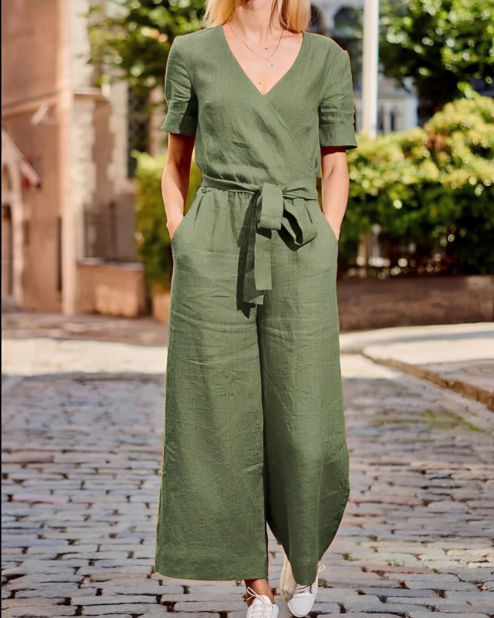 Gabriella - Casual belted jumpsuit for women