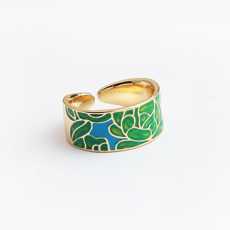 Kamille – Camille Large Ring Blue Leaf Motif