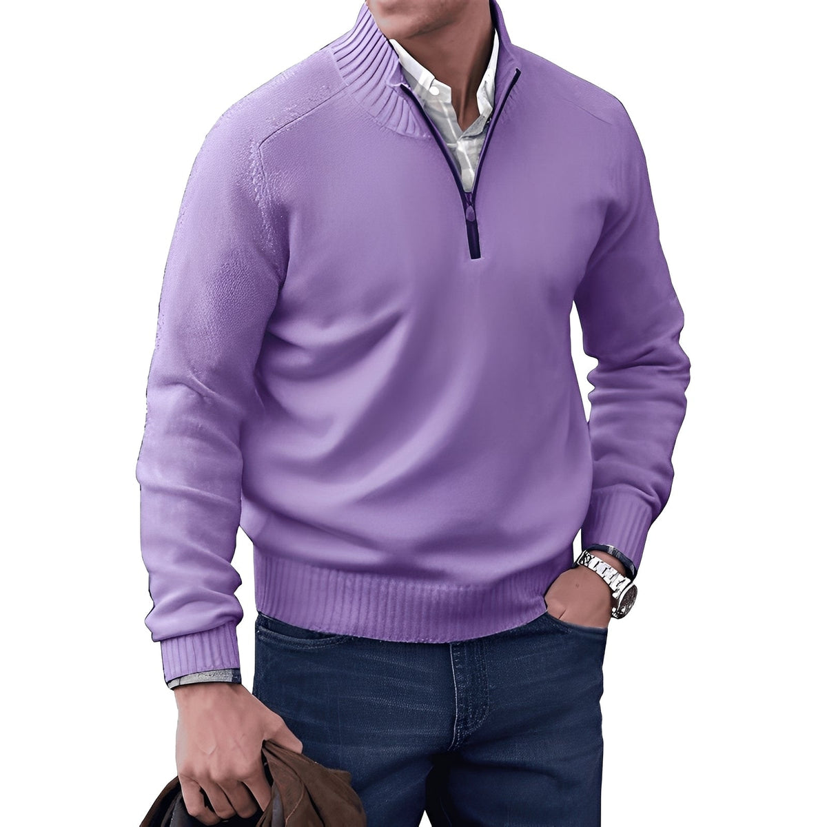 Kian - Modern men's sweater with practical zipper