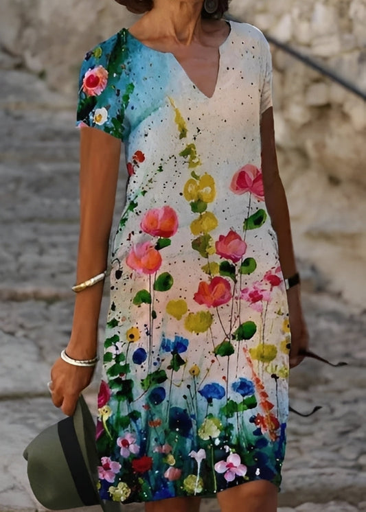 Kristina - Trendy women's short-sleeve floral dress