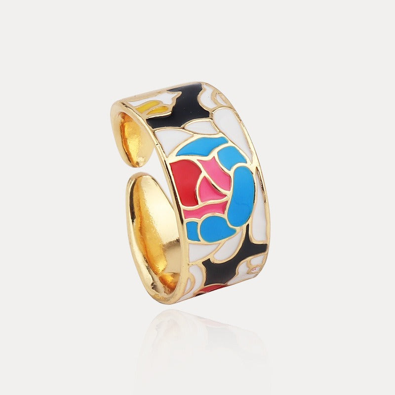 Kamille – Camille Large Ring Blue Leaf Motif
