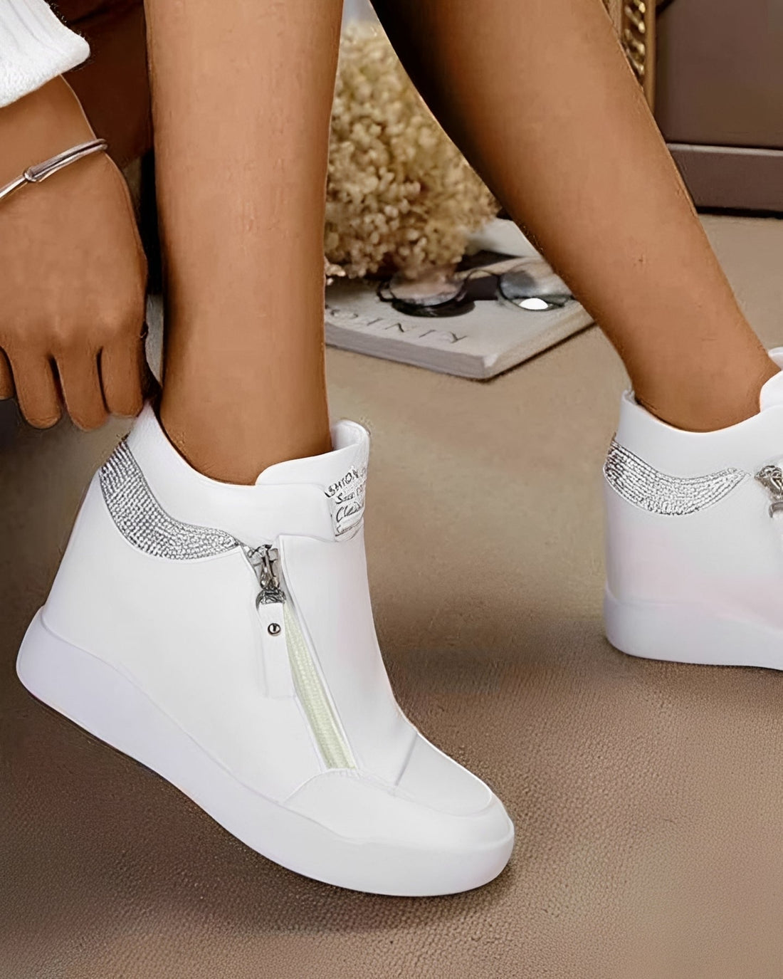 Vanessa - Fashionable High Top Wedge Footwear