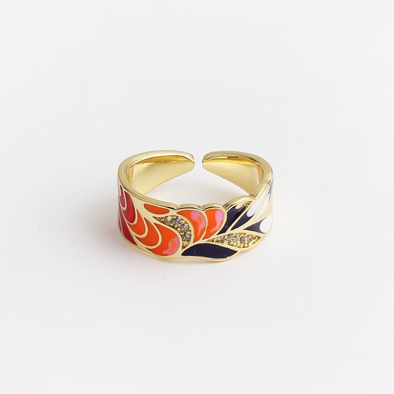 Kamille – Camille Large Ring Blue Leaf Motif