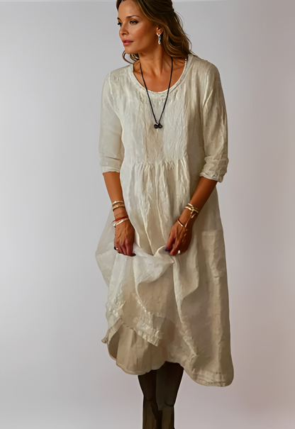 Hazel - Women's casual, loose-fit dress with 3/4 sleeves