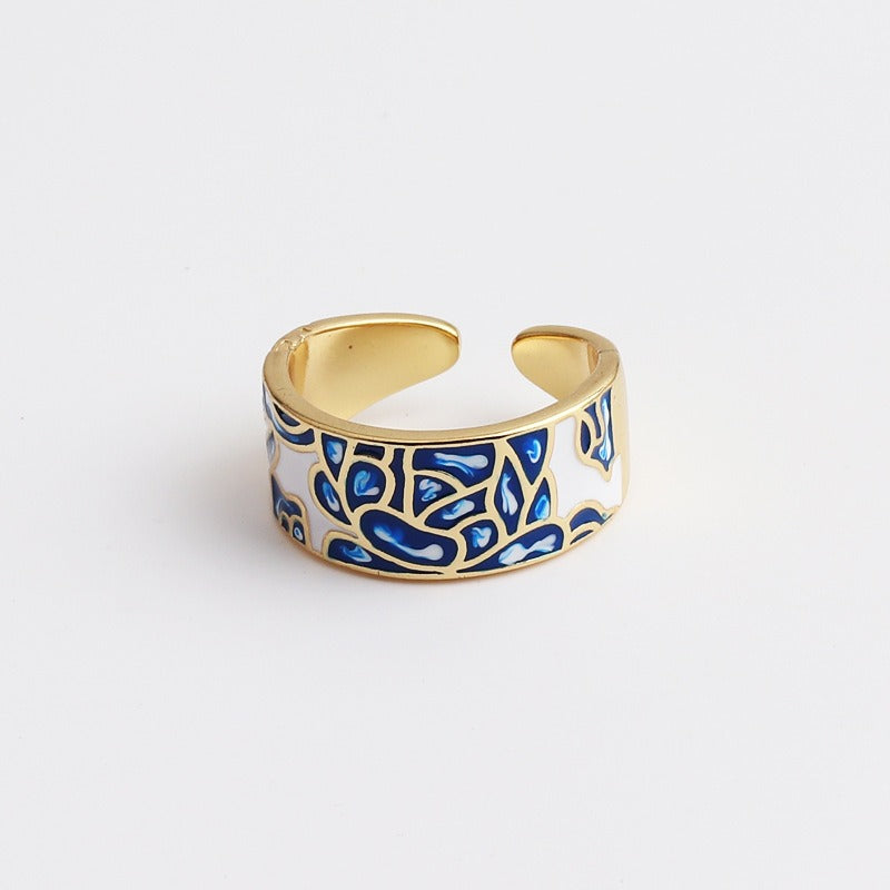 Kamille – Camille Large Ring Blue Leaf Motif