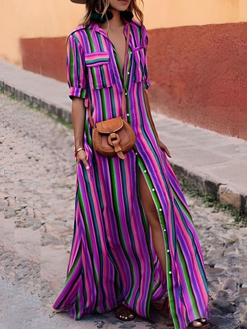 Samara - Trendy Striped Long Dress