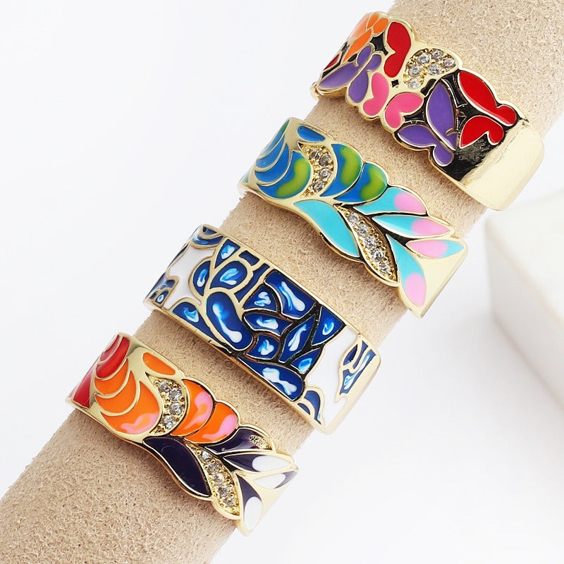 Kamille – Camille Large Ring Blue Leaf Motif