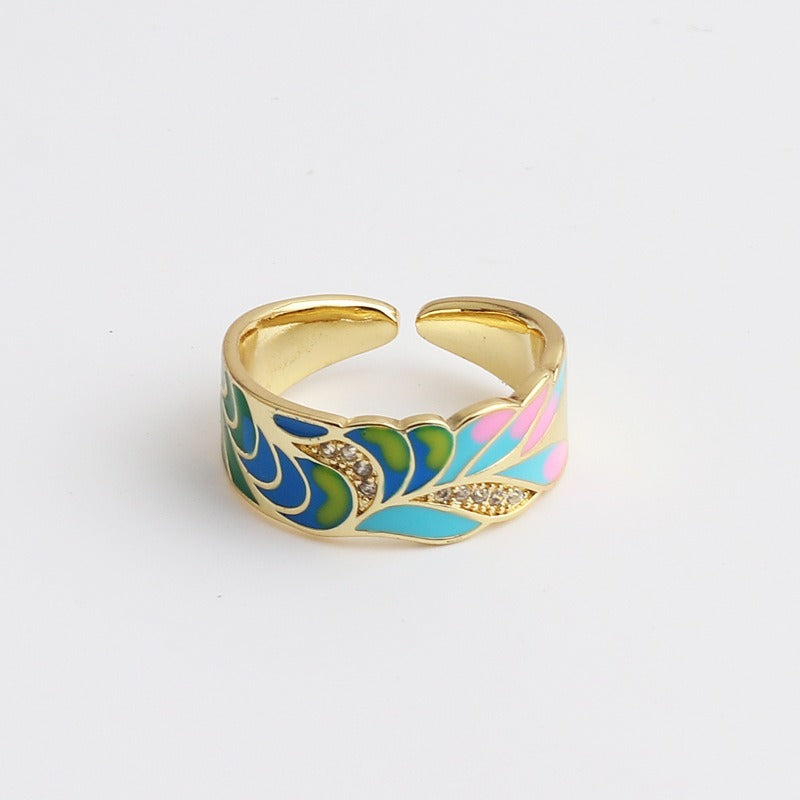 Kamille – Camille Large Ring Blue Leaf Motif