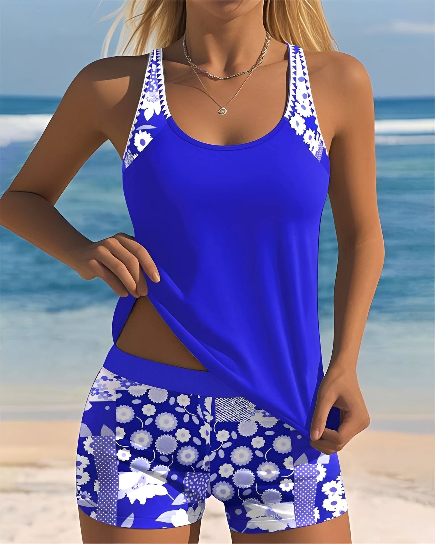 Annie - Stylish Tankini Swimsuit Set with Print for Women