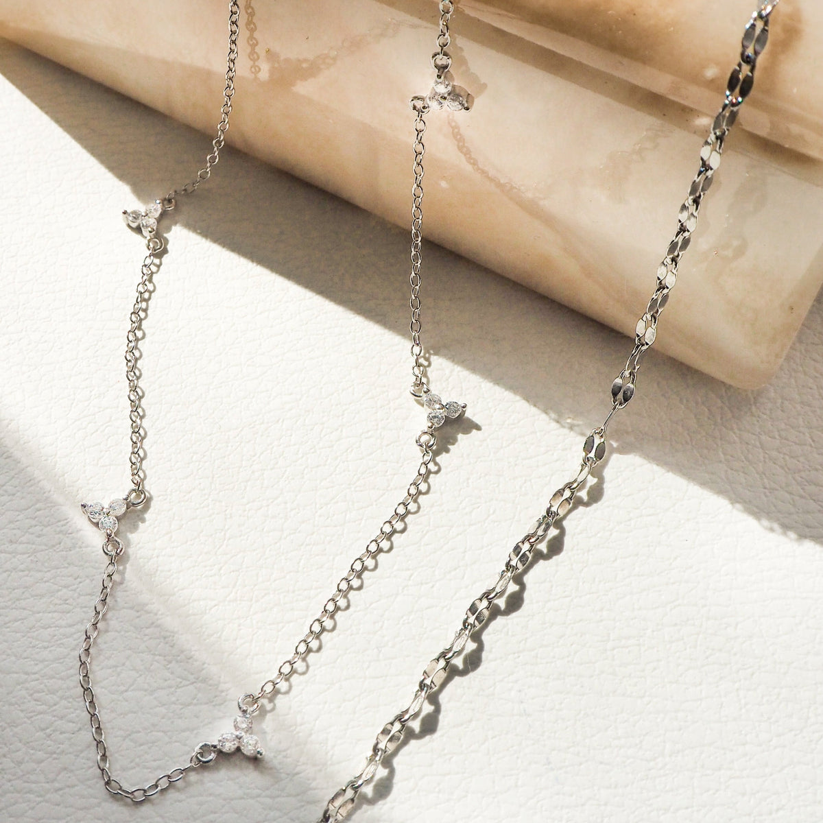 Silver Necklace with Cluster Crystals
