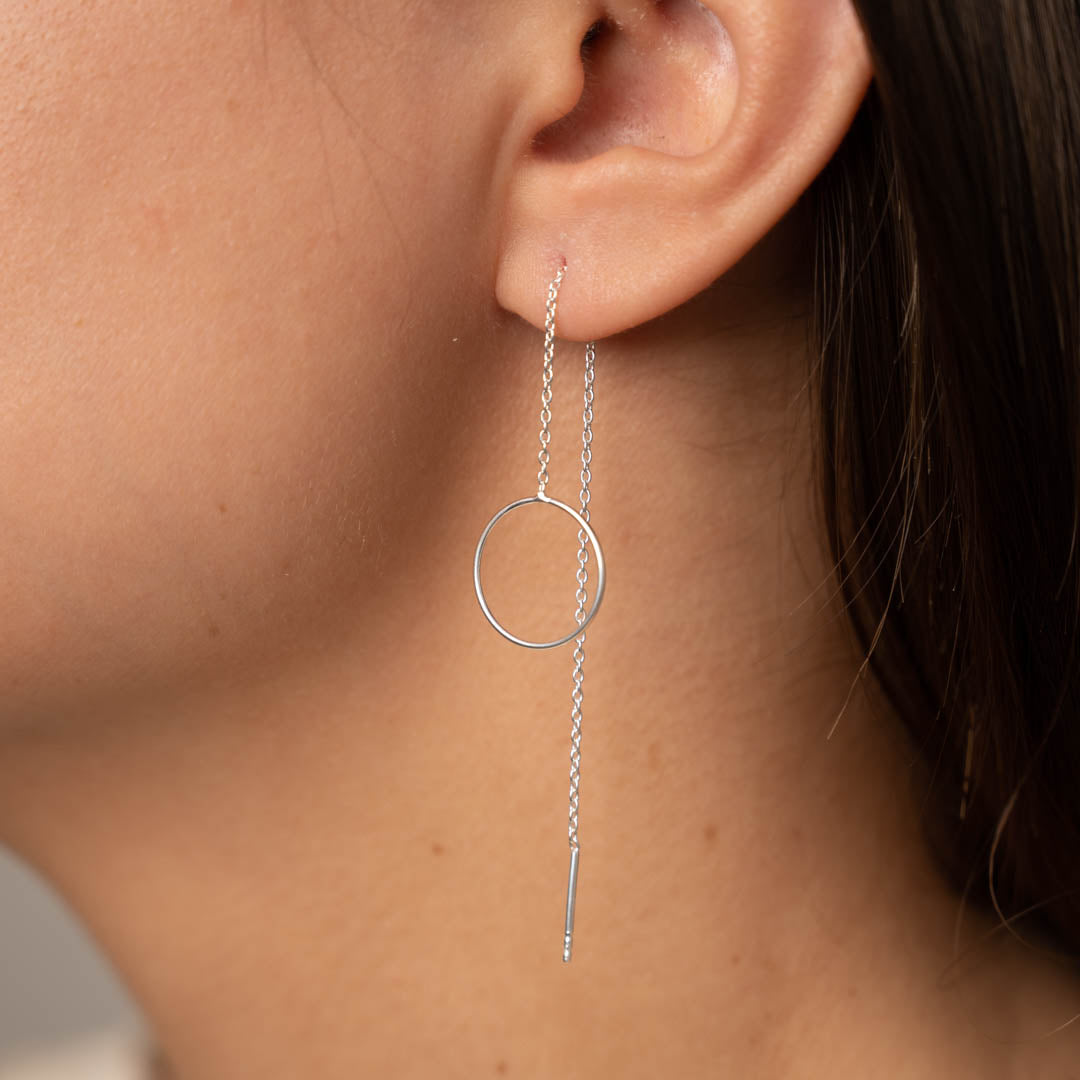 Thread Hoops in Circle Shape - Long Dangling Hoops
