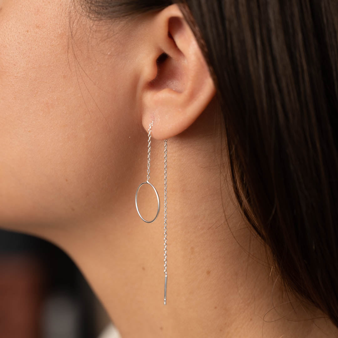 Thread Hoops in Circle Shape - Long Dangling Hoops