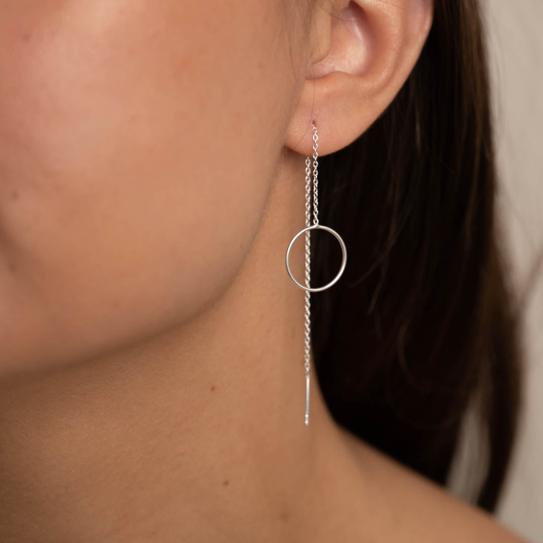 Thread Hoops in Circle Shape - Long Dangling Hoops
