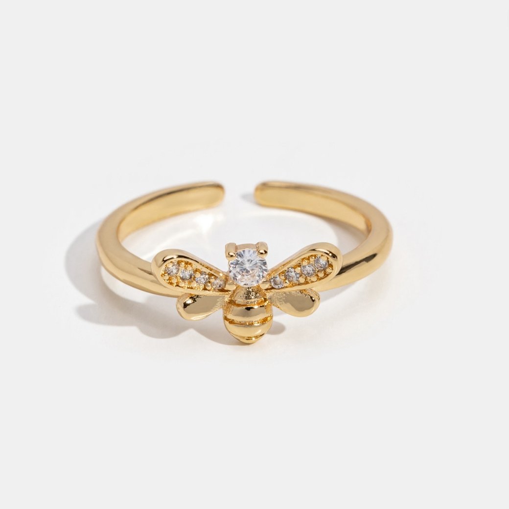 Laila - Ring of Crystal and Gold Bee