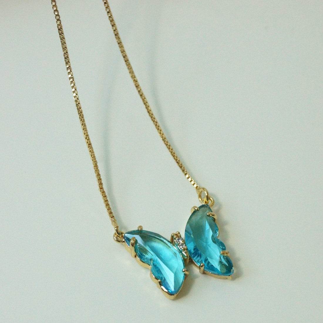 Aurora - Aqua Crystal Butterfly Necklace