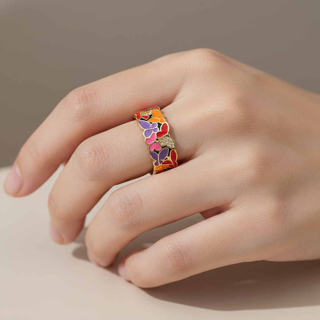 Kamille – Camille Large Ring Blue Leaf Motif