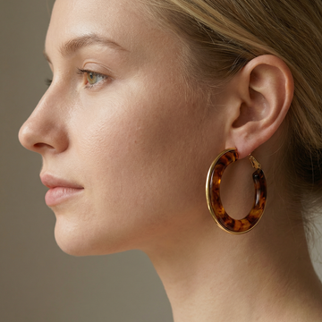 Oreilia – Tortoise Shell Hoop Earrings