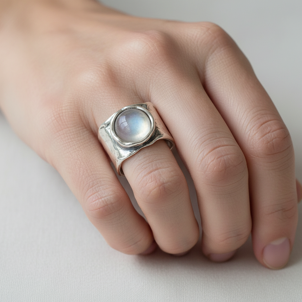Helga – Silver ring and moonstone