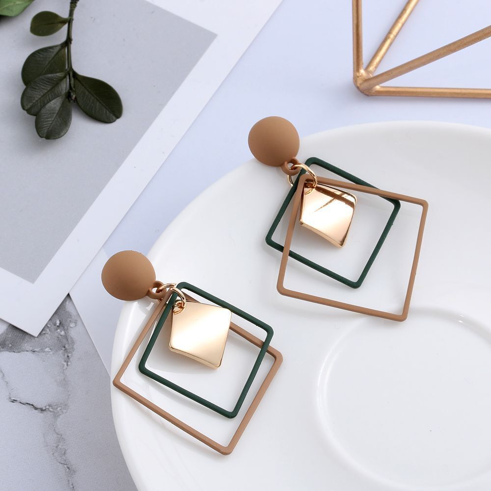Geometric drop earrings - Square holed earrings