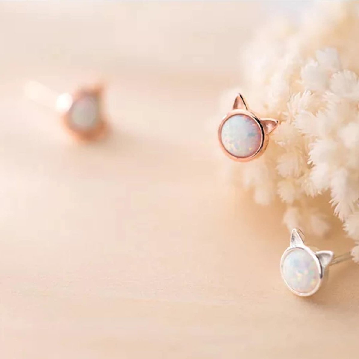 Sepideh - Cat Ear Opal Stone Earrings
