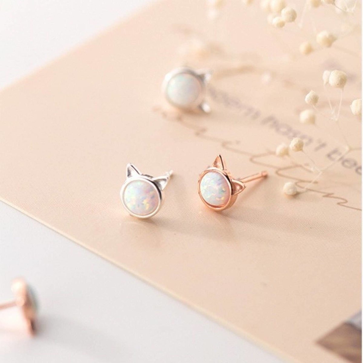 Sepideh - Cat Ear Opal Stone Earrings