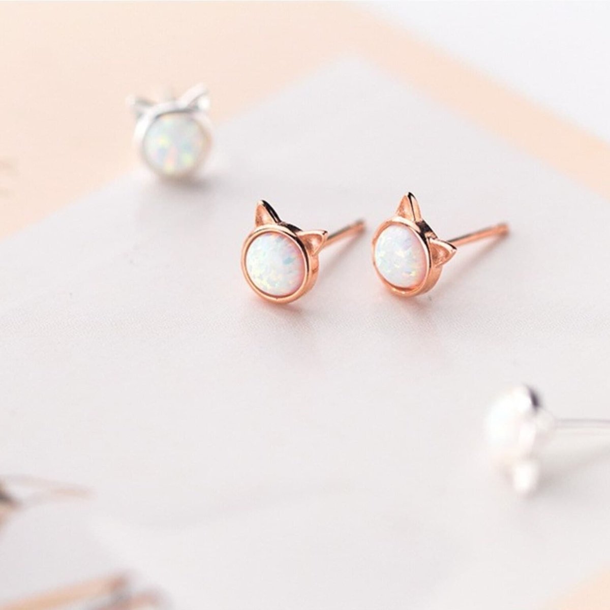 Sepideh - Cat Ear Opal Stone Earrings