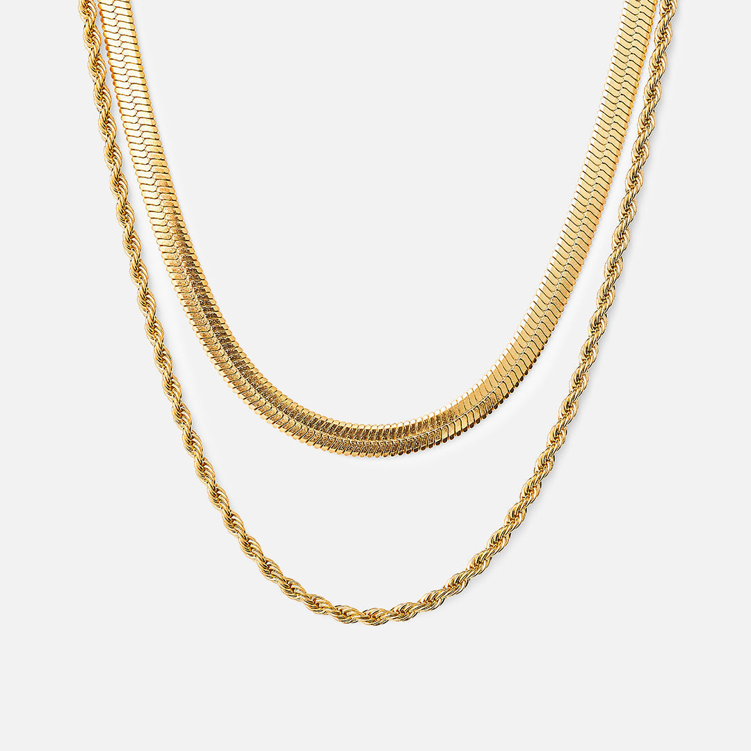 Tiana – Braided Chain and Flat Snake Chain