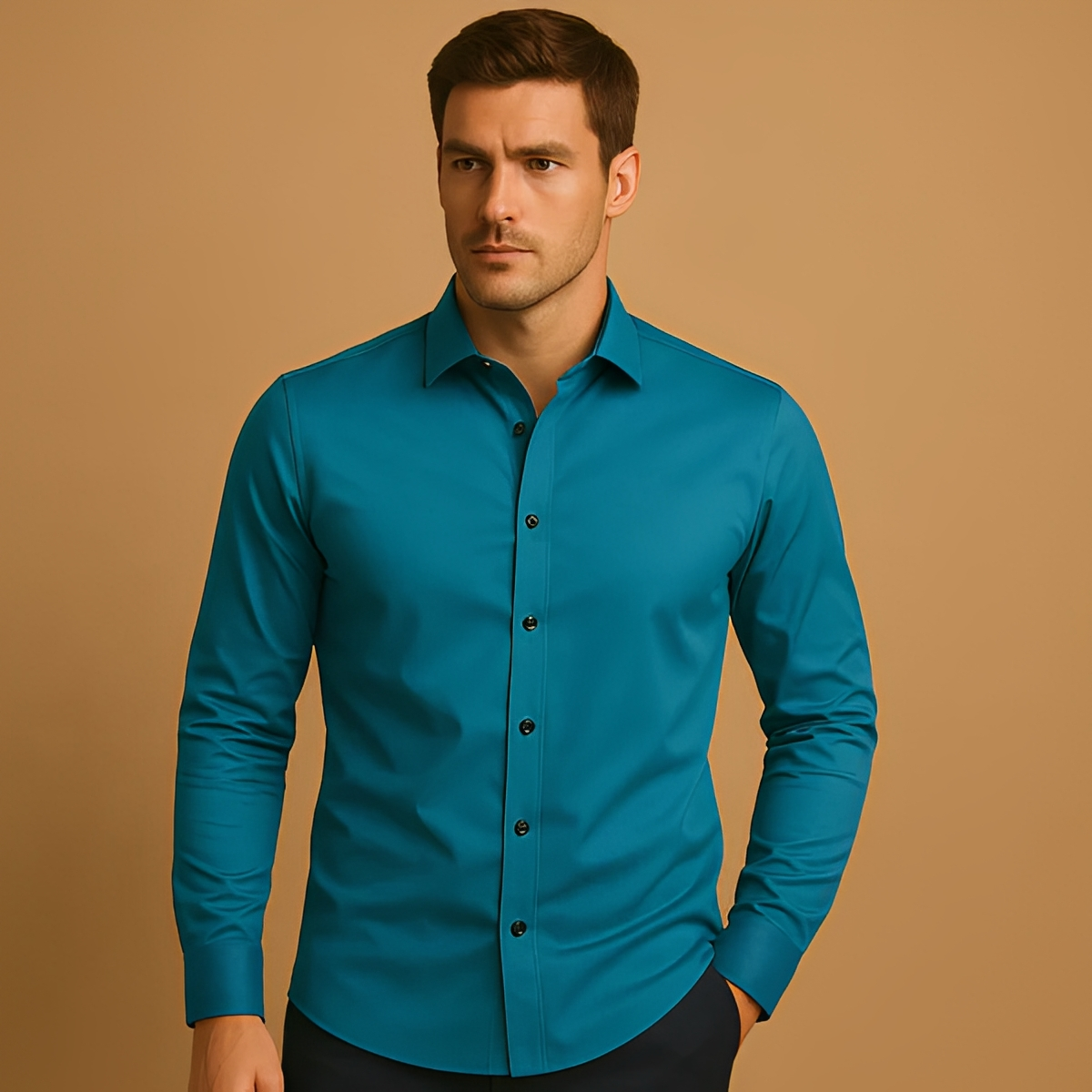 Aldous - Shirt with Stretch Formal-Fit Cut for Men