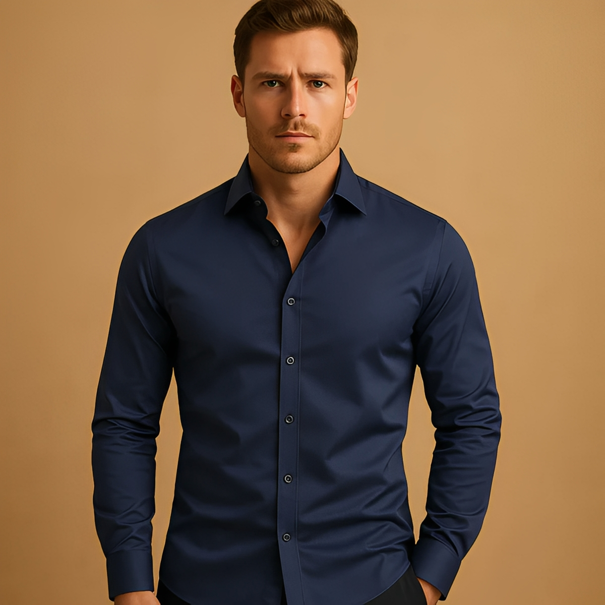 Aldous - Shirt with Stretch Formal-Fit Cut for Men