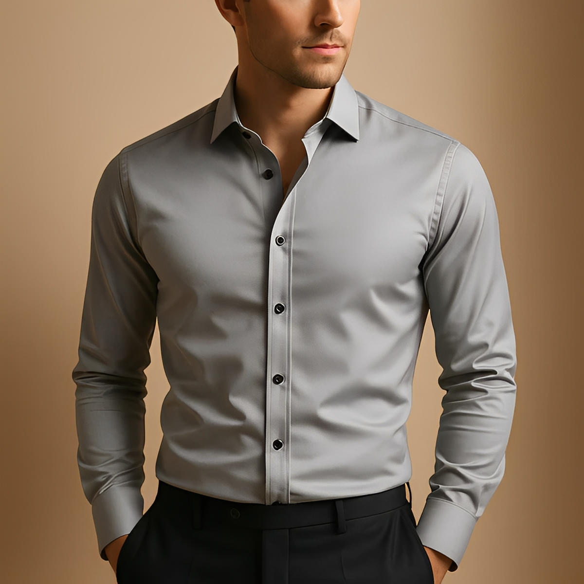 Aldous - Shirt with Stretch Formal-Fit Cut for Men
