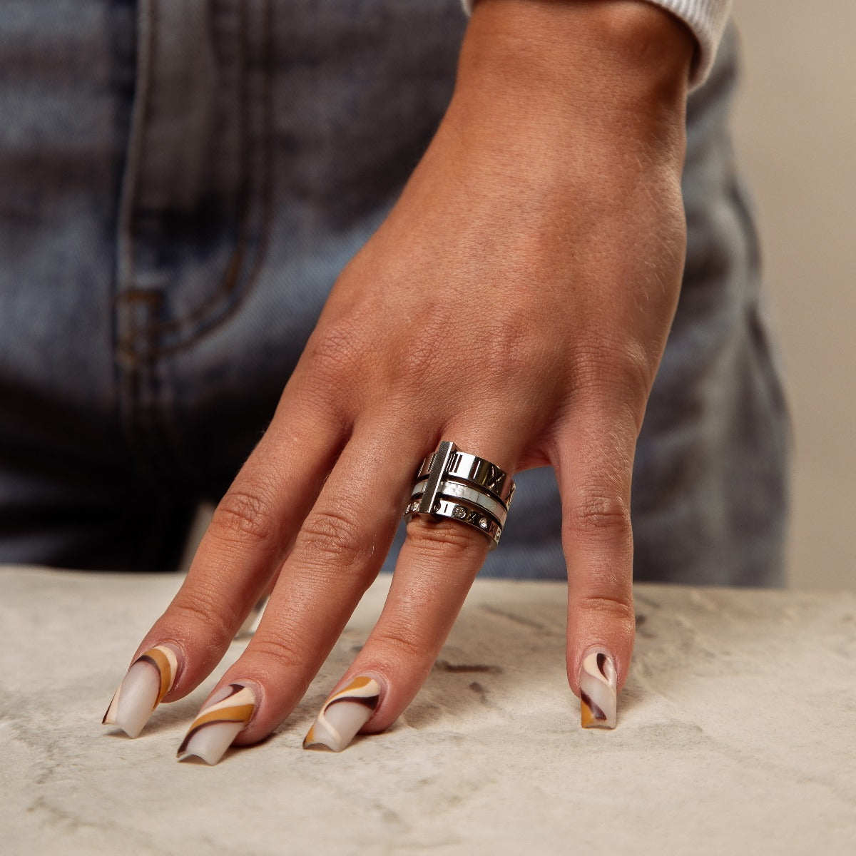 Isabelle – Stacked triple ring with bright stones