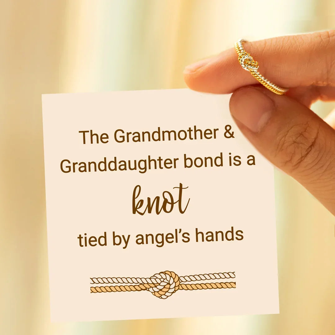 Mother and Daughter Link Ring - Ring with 2 Strings and Knot