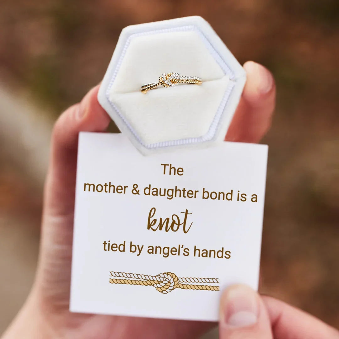 Mother and Daughter Link Ring - Ring with 2 Strings and Knot